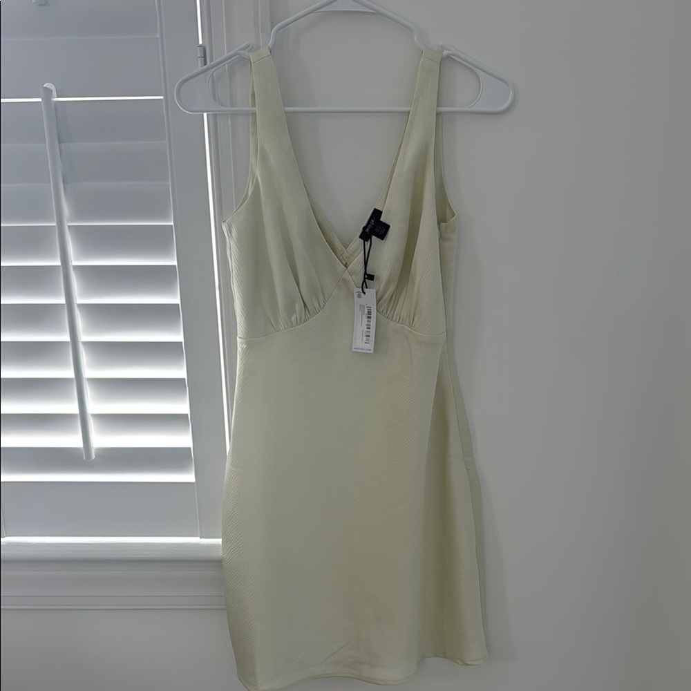 Nasty Gal Satin V Neck Ruched Mini Dress